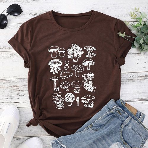 T-shirt champignon & à imprimé plante - SHEIN - Modalova