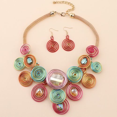 Collier à blocs de couleurs spirale à détail rond & pendants d'oreilles - SHEIN - Modalova