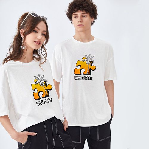 Pièce T-shirt à motif palmier et lettre - SHEIN - Modalova