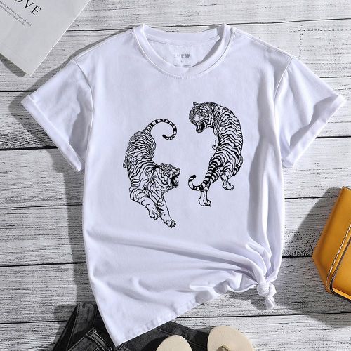 T-shirt à imprimé tigre - SHEIN - Modalova