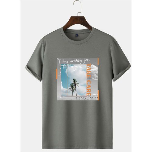 T-shirt à imprimé slogan et tropical - SHEIN - Modalova