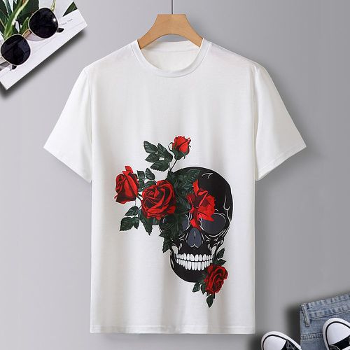 T-shirt fleuri & à imprimé tête de mort - SHEIN - Modalova