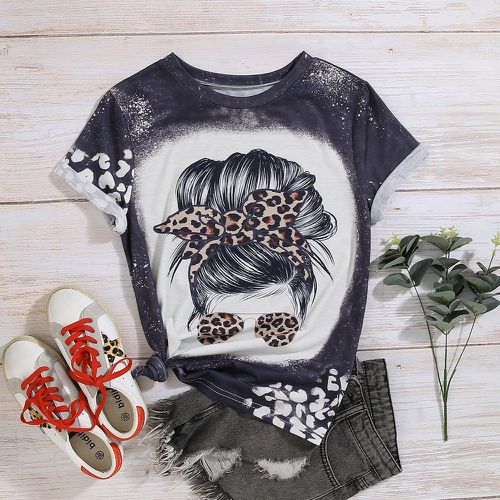 T-shirt léopard & figure - SHEIN - Modalova