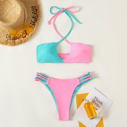 Bikini ras-du-cou bicolore croisé - SHEIN - Modalova