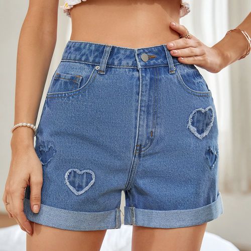 Short en jean avec motif cœur taille haute - SHEIN - Modalova