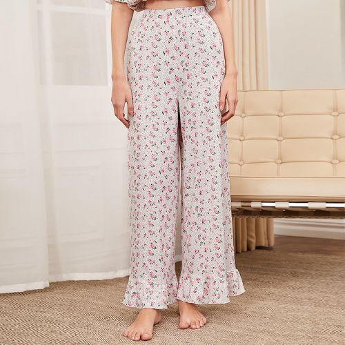 Pantalon à domicile à imprimé floral à volants - SHEIN - Modalova