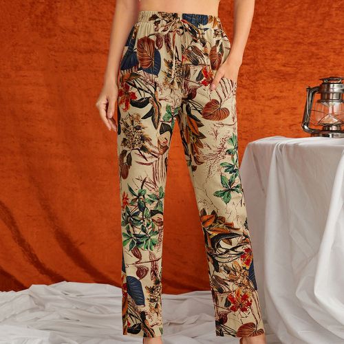 Pantalon à imprimé tropical avec poches à nœud - SHEIN - Modalova