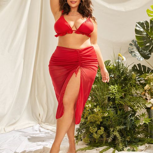 Bikini à plis avec jupe de plage - SHEIN - Modalova