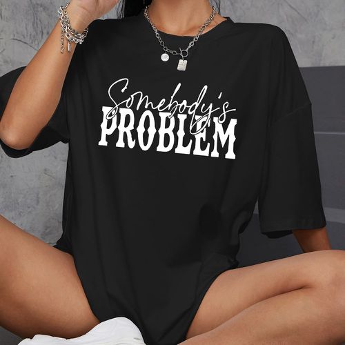 T-shirt oversize à lettres - SHEIN - Modalova