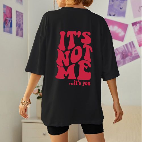 T-shirt oversize à motif slogan - SHEIN - Modalova