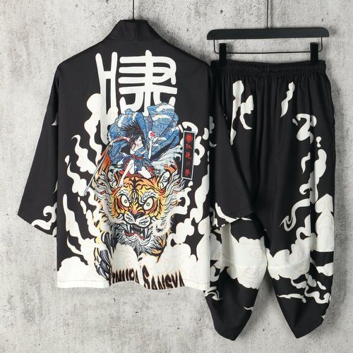 Chemise aléatoire avec motif caractère japonais & à imprimé tigre & pantalon (sans t-shirt) - SHEIN - Modalova