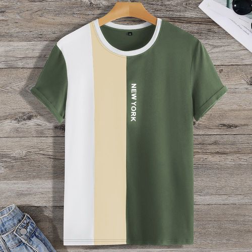 T-shirt à lettres à blocs de couleur - SHEIN - Modalova