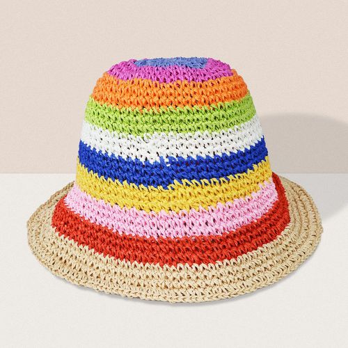 Chapeau de paille à blocs de couleurs - SHEIN - Modalova