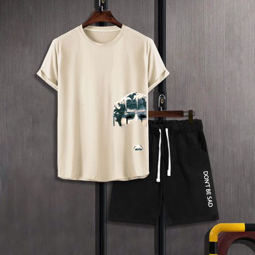 Figure T-shirt & à motif slogan à cordon Short - SHEIN - Modalova