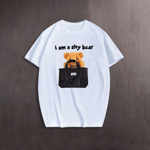 T-shirt slogan & à imprimé ours - SHEIN - Modalova