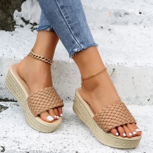 Sandales compensées design tressé espadrilles - SHEIN - Modalova