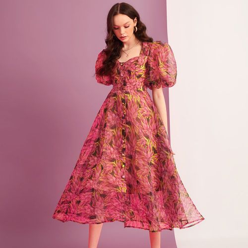 Robe Avec boutons devant Glamour Floral - SHEIN - Modalova