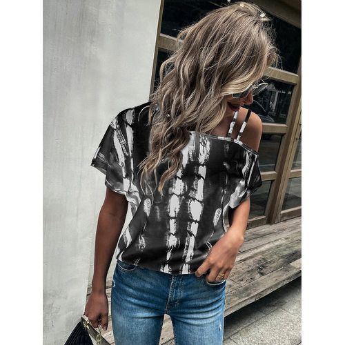 T-shirt tie dye à col asymétrique - SHEIN - Modalova