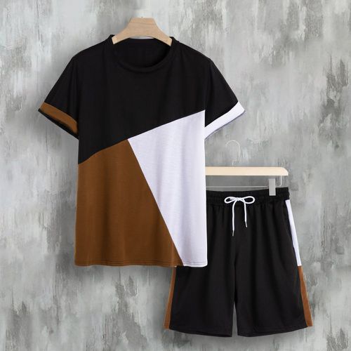 T-shirt à blocs de couleurs & Short à cordon - SHEIN - Modalova