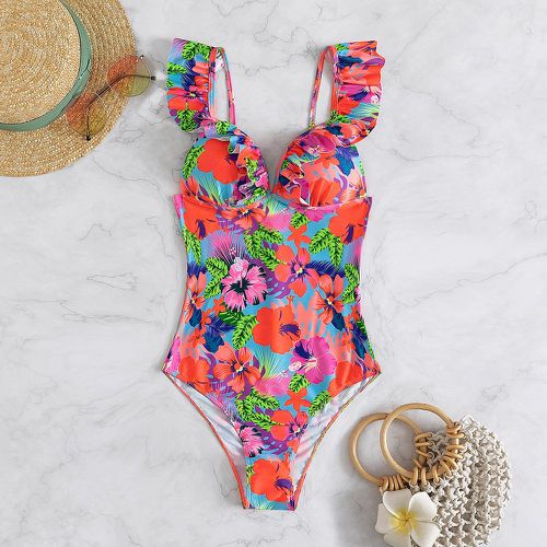 Maillot de bain une pièce push-up fleuri à volants - SHEIN - Modalova