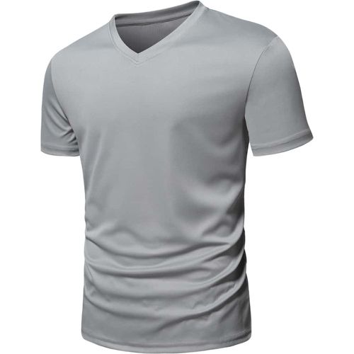 Homme T-shirt unicolore col en V - SHEIN - Modalova