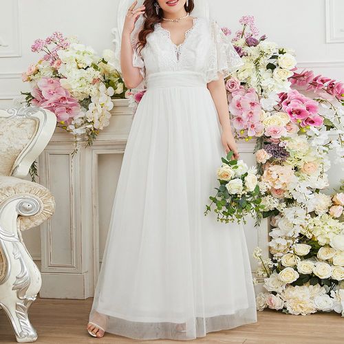 Manches papillon en tulle Robe de mariage sans Voile - SHEIN - Modalova