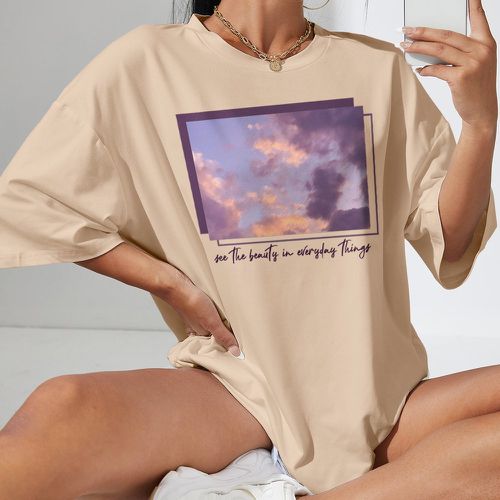 T-shirt oversize à motif slogan et ciel - SHEIN - Modalova