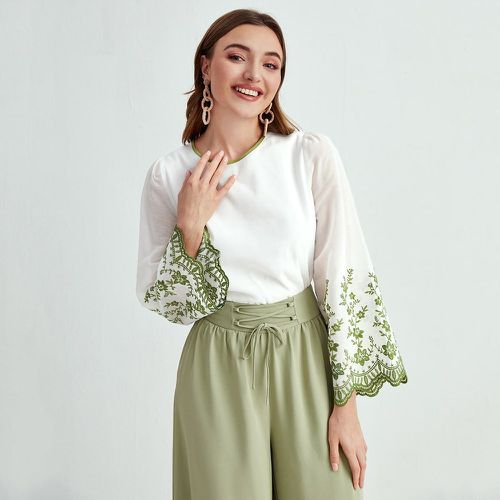 Top brodé fleur festonné - SHEIN - Modalova