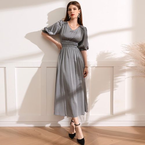 Robe trapèze manches bouffantes froncé - SHEIN - Modalova