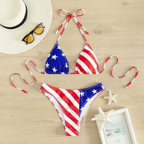 Bikini triangulaire ras-du-cou drapeau américain - SHEIN - Modalova