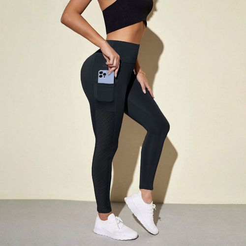 Legging de sport avec pièces transparent et poche pour téléphone - SHEIN - Modalova