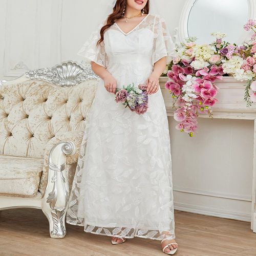 Robe de mariage manches papillon en dentelle - SHEIN - Modalova