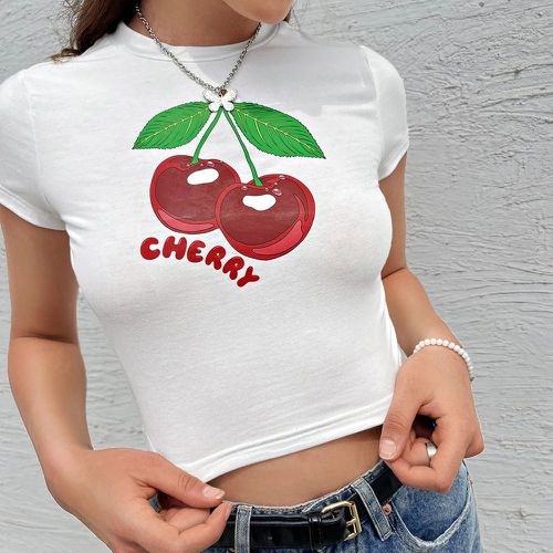 T-shirt l'années 90 à motif cerise et lettres - SHEIN - Modalova