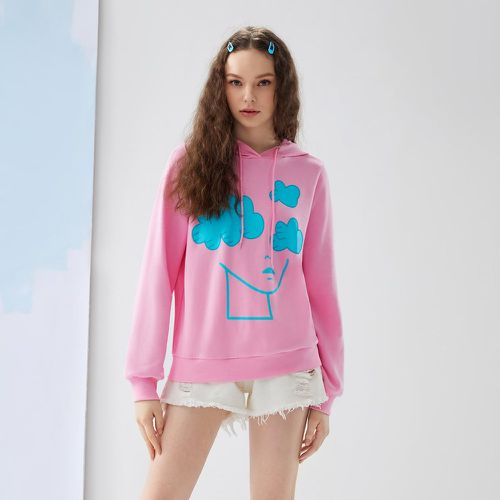 Sweat-shirt à capuche figure et slogan - SHEIN - Modalova