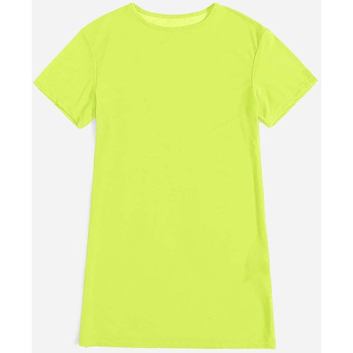 Robe t-shirt unicolore vert fluo transparent - SHEIN - Modalova