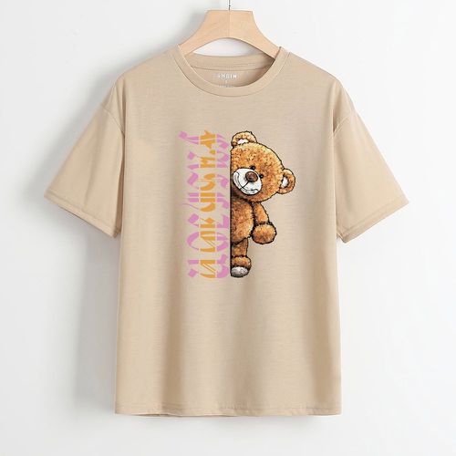 T-shirt à motif lettre et ours - SHEIN - Modalova
