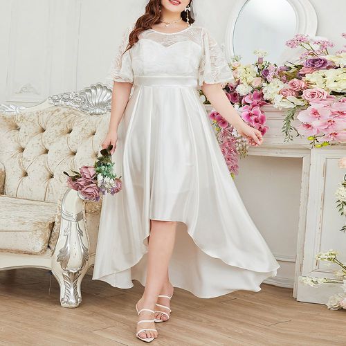 Robe de mariage manches papillon asymétrique en satin sans voile - SHEIN - Modalova