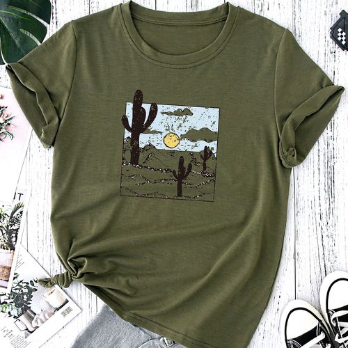 T-shirt soleil & à imprimé végétale - SHEIN - Modalova