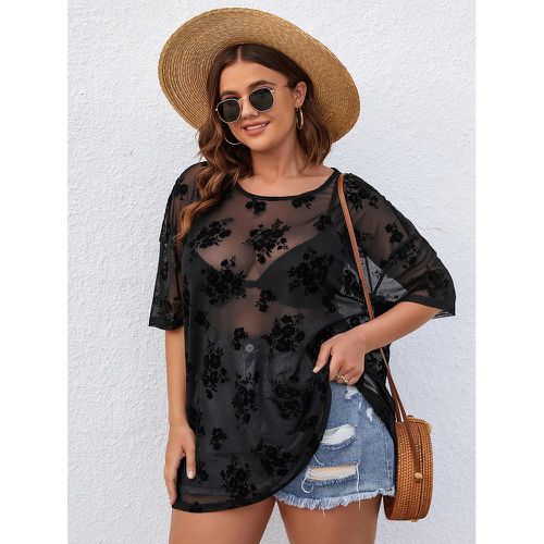 Top brodé fleur en tulle (sans soutien-gorge) - SHEIN - Modalova