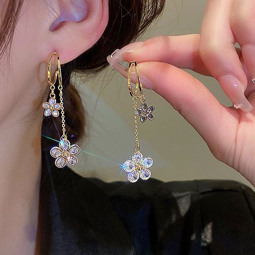 Pendants d'oreilles zircone cubique fleur - SHEIN - Modalova