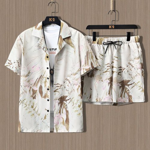 Chemise à imprimé fleur à bouton & Short à cordon (sans t-shirt) - SHEIN - Modalova