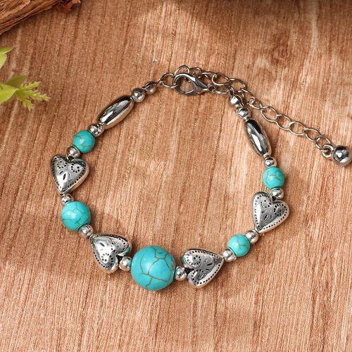 Bracelet turquoise & à détail cœur - SHEIN - Modalova