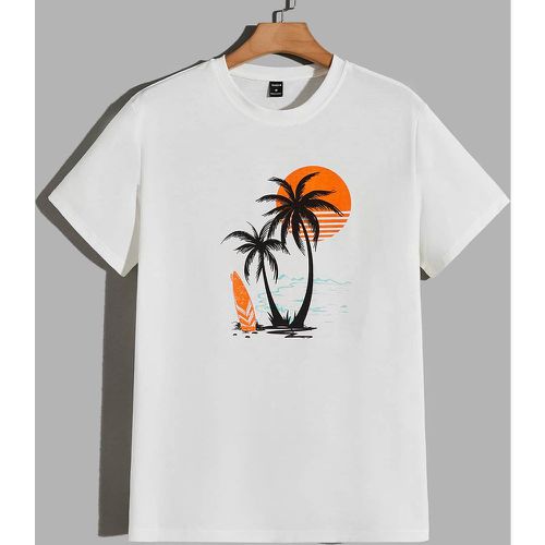 T-shirt à imprimé palmier et soleil - SHEIN - Modalova