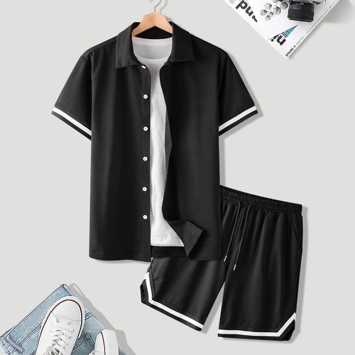 Chemise à bande contrastante & Short (sans t-shirt) - SHEIN - Modalova