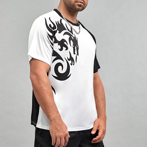 Homme T-shirt dragon bicolore - SHEIN - Modalova