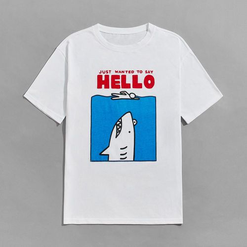 Homme T-shirt à imprimé requin - SHEIN - Modalova