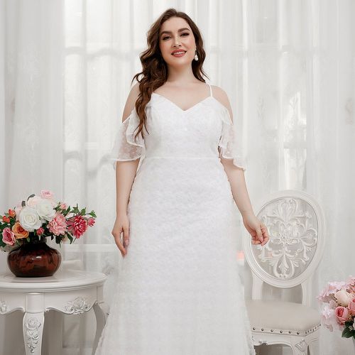 Robe de mariage à épaules dénudées brodé fleur en tulle - SHEIN - Modalova