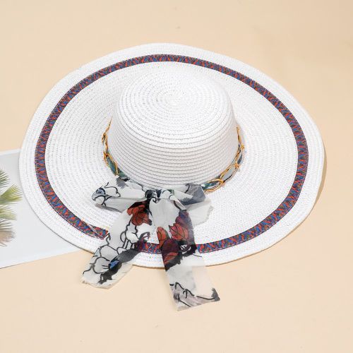 Chapeau de paille chaîne & à détail foulard - SHEIN - Modalova