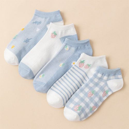 Paires Chaussettes en vichy à motif fraise - SHEIN - Modalova