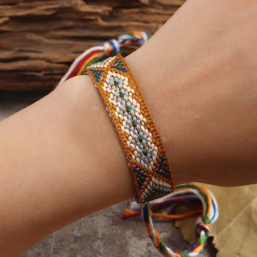 Bracelet à chaîne à blocs de couleurs tressé - SHEIN - Modalova